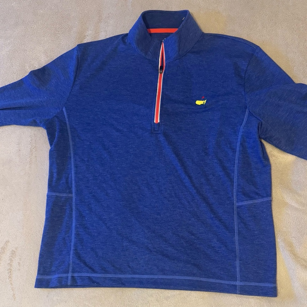 Masters Performance Tech Navy Textured 1/4 Zip Pullover Men Small Long Sleeves